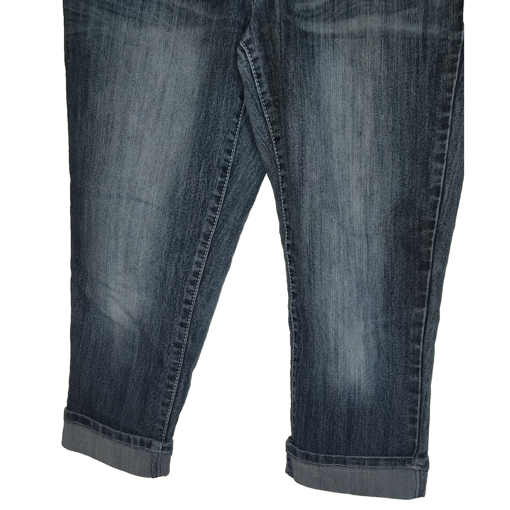 Earl Jean Denim Capris Blue Jeans Sz 8 Rhinestones Embellished BLING Stretch - Picture 4 of 15